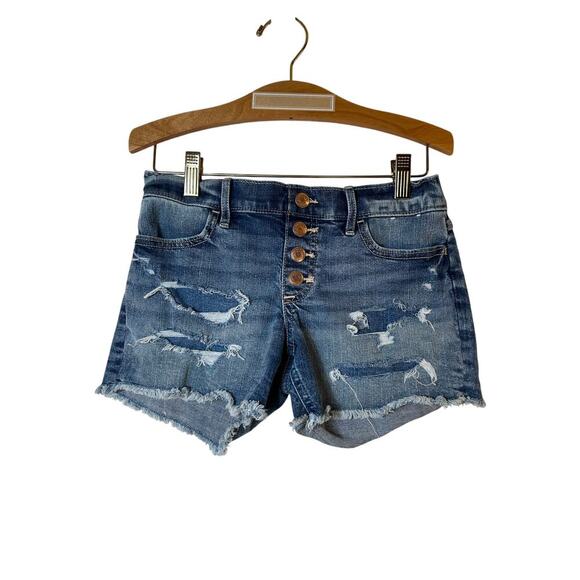 ABERCROMBIE KIDS Girl’s Mid-Rise Pull On Distressed Jean Shorts / Size: 11-12 - Picture 1 of 9